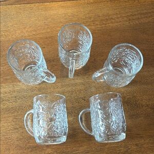 Princess House Fantasia Poinsettia crystal glass (5) mugs